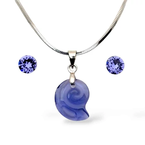 Swarovski kristályos ékszerszett &quot;Pisces&quot; - Csiga 14 mm, Lila Tranzanite ajándék díszdobozban