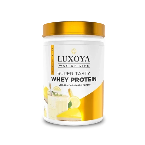 LUXOYA - SUPER TASTY WHEY PROTEIN - PRÉMIUM FEHÉRJE ITALPOR 450 g PET - Citromos sajttorta ízű