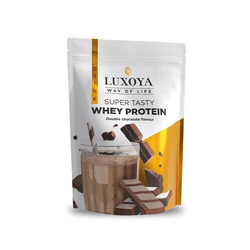 LUXOYA - SUPER TASTY WHEY PROTEIN - PRÉMIUM FEHÉRJE ITALPOR 450 g DOY - Dupla csokoládé ízű