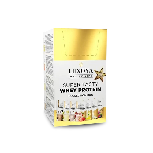 LUXOYA - SUPER TASTY WHEY PROTEIN - PRÉMIUM FEHÉRJE ITALPOR Collection Box / Gyűjtődoboz 7x30 g (7x1 íz)