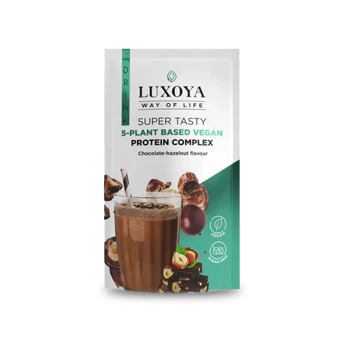 LUXOYA - SUPER TASTY 5-PLANT BASED VEGAN PROTEIN COMPLEX 30 g - Csokoládé-mogyoró ízű