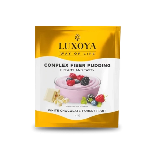 LUXOYA - COMPLEX FIBER PUDDING - ROSTPUDING FEHÉRJÉVEL 35 g - Fehér csokoládé-erdei gyümölcs