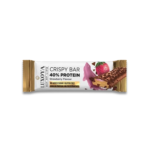 LUXOYA - CRISPY BAR 40% PROTEIN ROPPANÓS FEHÉRJE SZELET 45 g - Eper