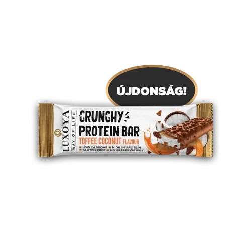 LUXOYA - CRUNCHY PROTEIN BAR - ROPPANÓS FEHÉRJE SZELET 45g - Karamella Kókusz ízű