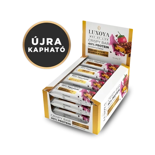 LUXOYA - CRISPY BAR 40% PROTEIN ROPPANÓS FEHÉRJE SZELETEK 12x45 g - Eper