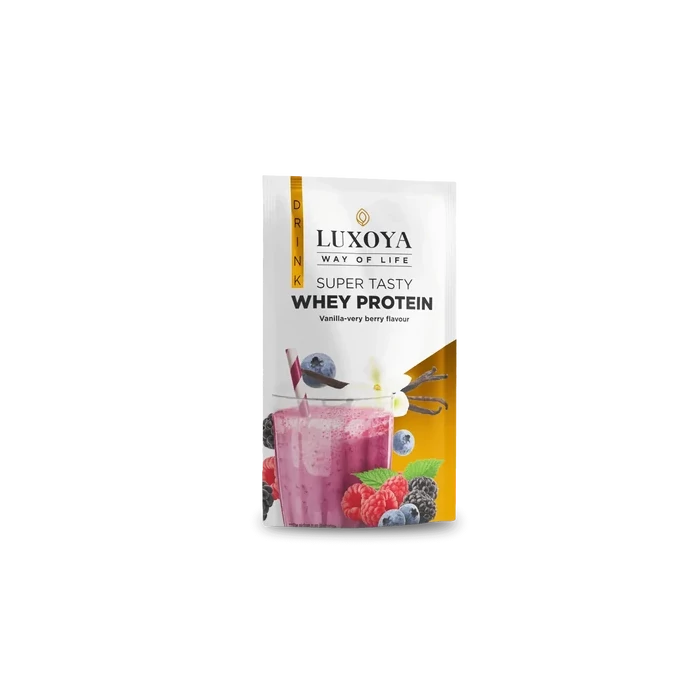 LUXOYA - SUPER TASTY WHEY PROTEIN - PRÉMIUM FEHÉRJE ITALPOR 30 g - Vanília-erdei gyümölcs ízű