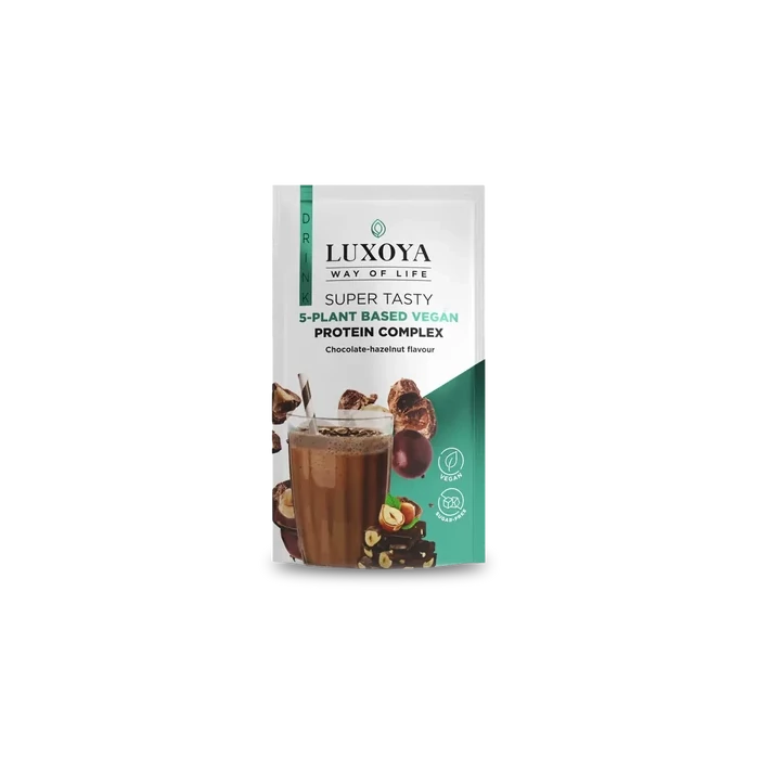 LUXOYA - SUPER TASTY 5-PLANT BASED VEGAN PROTEIN COMPLEX 30 g - Csokoládé-mogyoró ízű